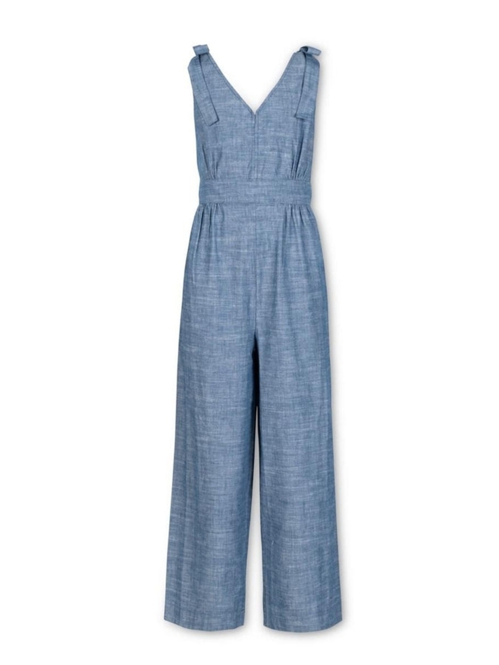 Hope & Henry Chambray Wide-Leg Jumpsuit in Light Blue Size 6